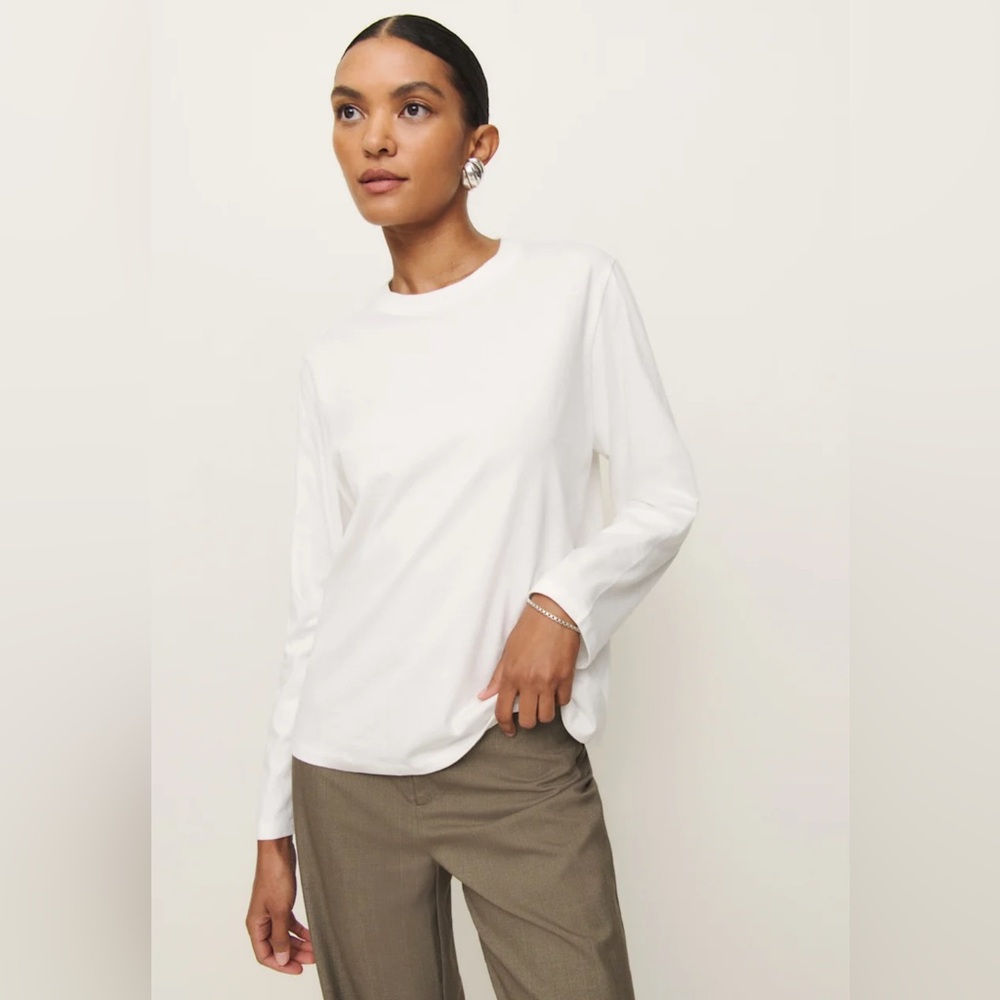 Reformation Asher Oversized White Long Sleeve Shirt